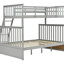 Lit superposé simple au-dessus de double en bois gris, équipé et doté de caractéristiques, construction en pin robuste, peut être divisé en deux pour plus de commodité, pas de sommier nécessaire, rampe supérieure - protection de la longueur, bas