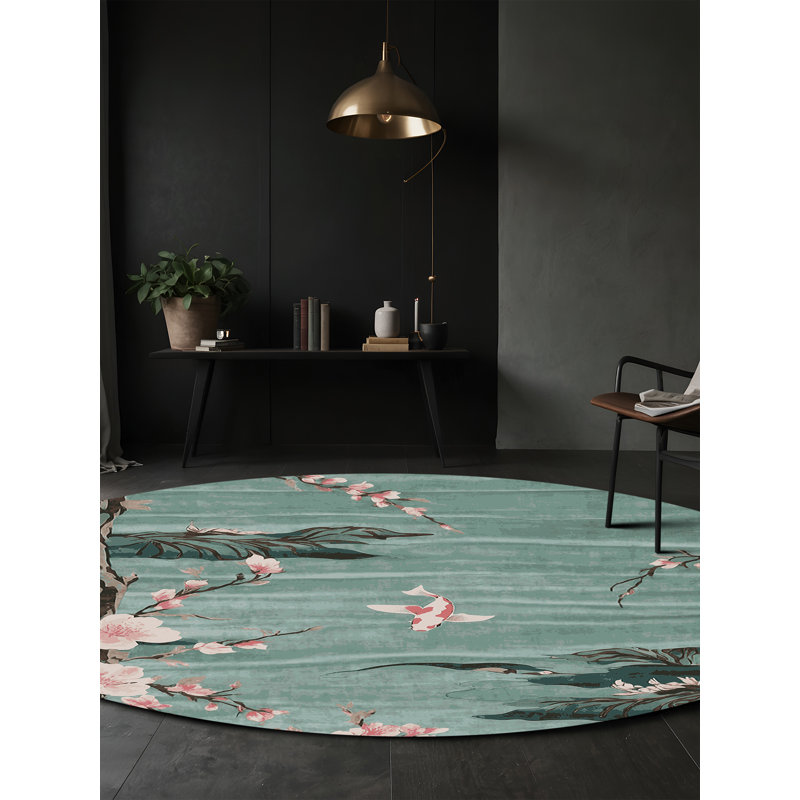 Tapis gris soyeux et moelleux, Rond 8 pi