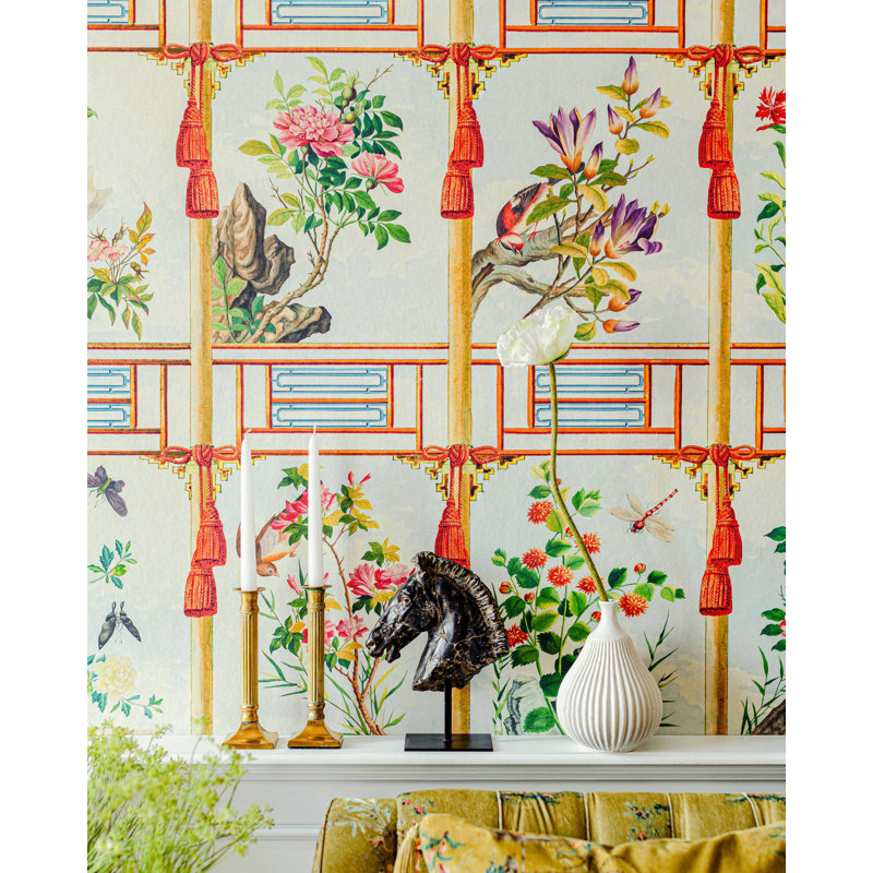 Chinese Garden Floral Wallpaper Roll