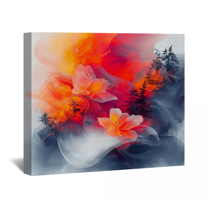 Fleurs sur toile tendue - Décoration murale nature, H 12 po x l 12 po