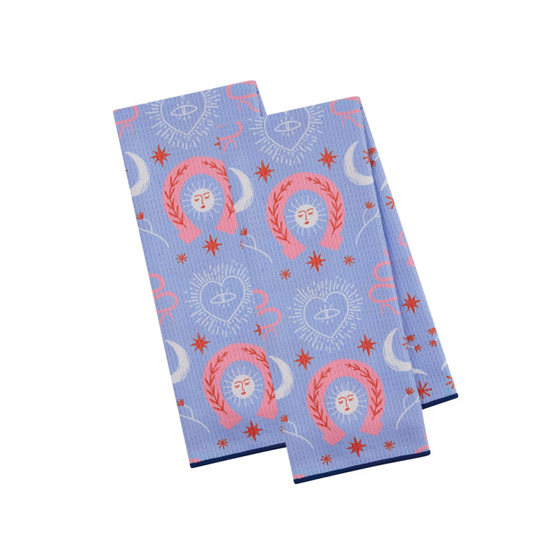 Washed Waffle Dishtowel Set/2, Mahogany Rose