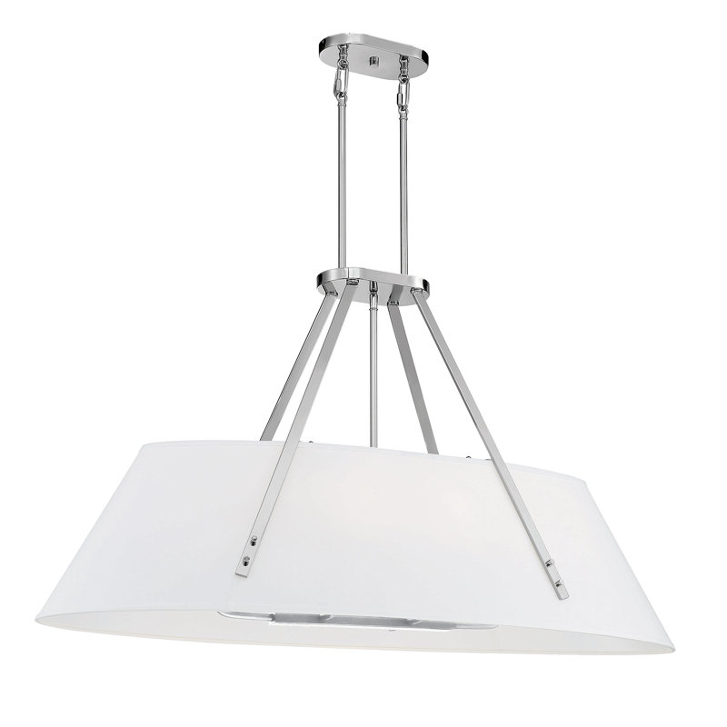 Luminaire suspendu linéaire à 6 lumières pour îlot de cuisine Hamal, Nickel poli