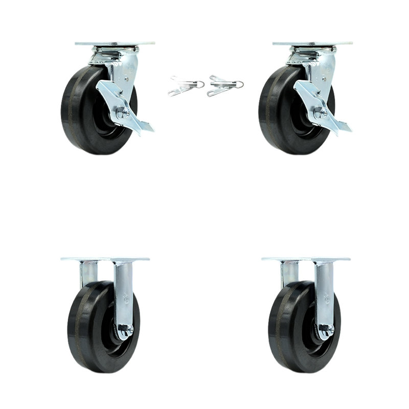 Phenolic Caster Set with 2 Brakes/Swivel Lock 2 Rigid