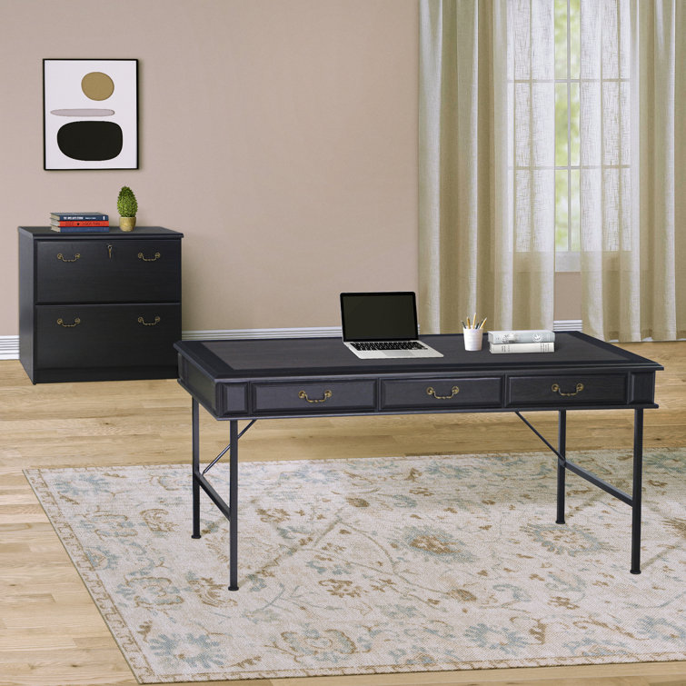 Extra Large Rectangular Writing Desk Latitude Run Color: Black