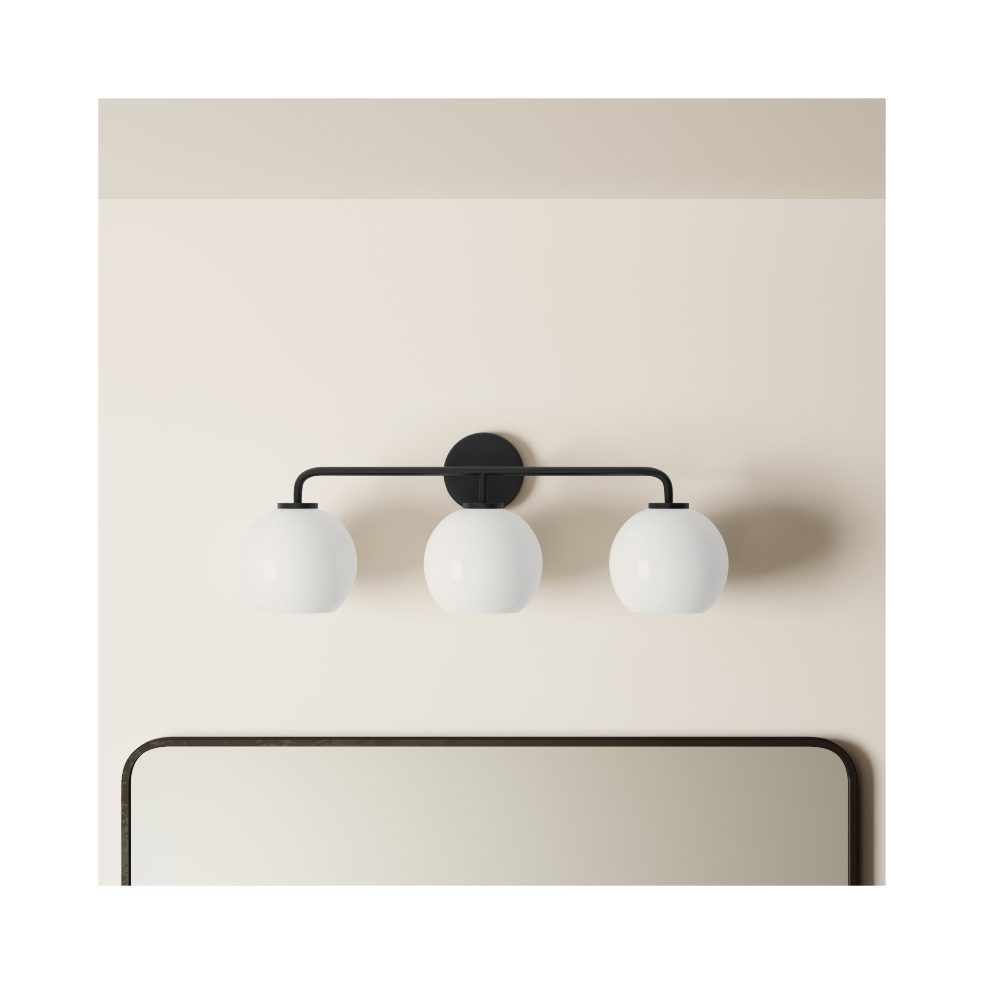 Childerley 3-Light Dimmable Vanity Light, Midnight Black, White