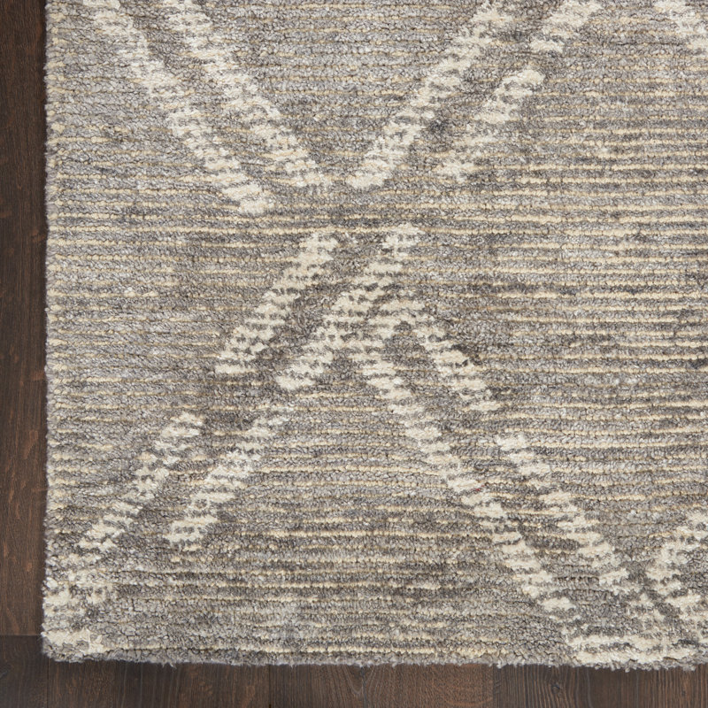 Tapis décoratif gris à motif géométrique Touffeté aizel, Rectangle 8 pi 3 po x 11 pi 6 po