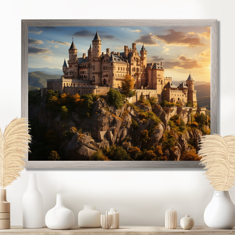 Châteaux ensoleillés, splendeur éclatante - impression, H 30 po x l 40 po x P 1,5 po, Encadrement argenté