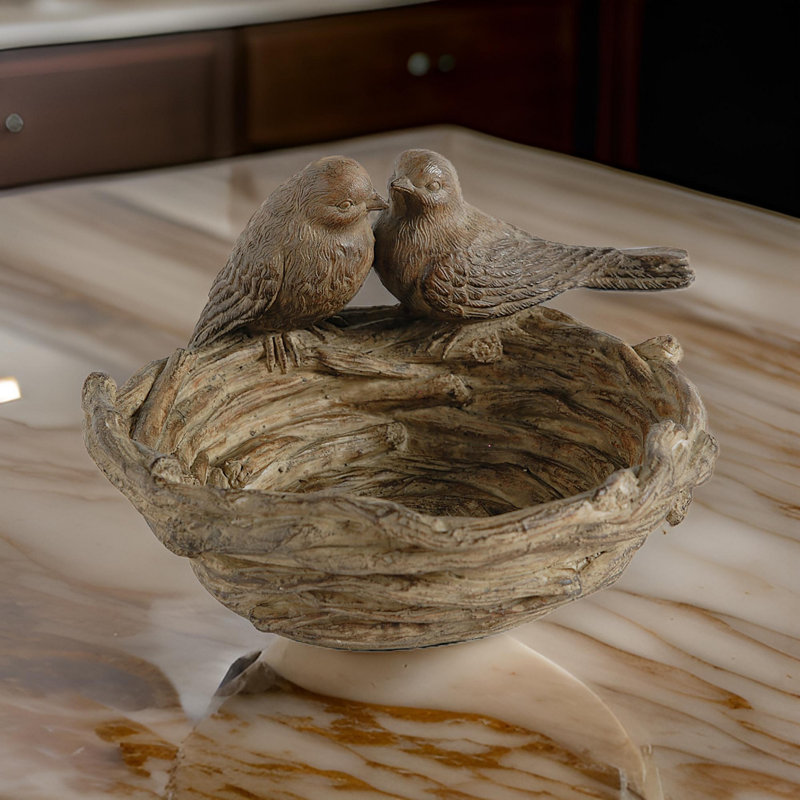 Varja Nesting Bird Dish 9x7.5x5" Brown