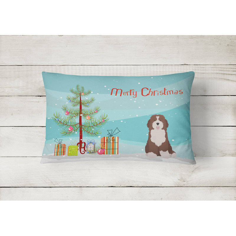 Outdoor Throw Pillow, Bernedoodle 2
