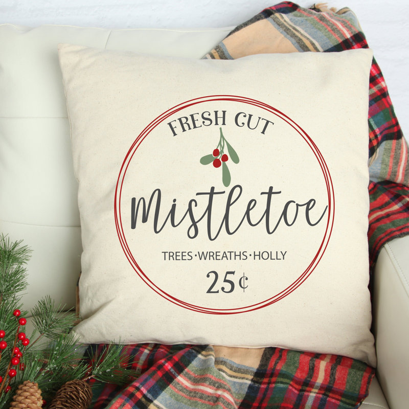  Fresh Cut Mistletoe Cotton Pillow Cover