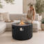 Table basse d'extérieur ronde au propane de 89,3 cm (35,19 po), 50 000 BTU, aspect bois, avec compartiment dissimulé pour la bouteille de propane.