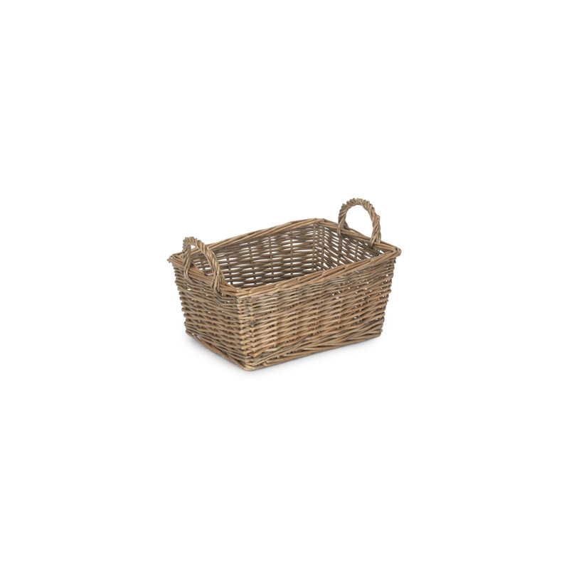 Wicker Unlined Storage Basket with Handles, 22cm H x 24cm W x 34cm D