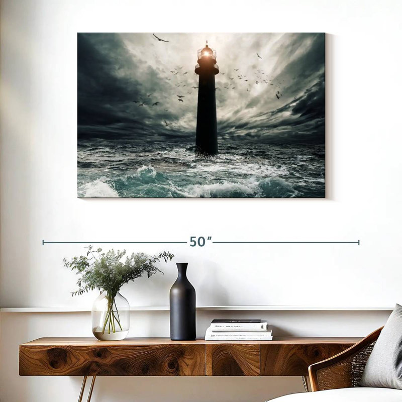 Aletra Lighthouse In The Storm, 26" H x 39" W