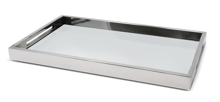 Plateau miroir rectangulaire, Argent argent, L 16,25 po x l 10,25 po x H 1,25 po