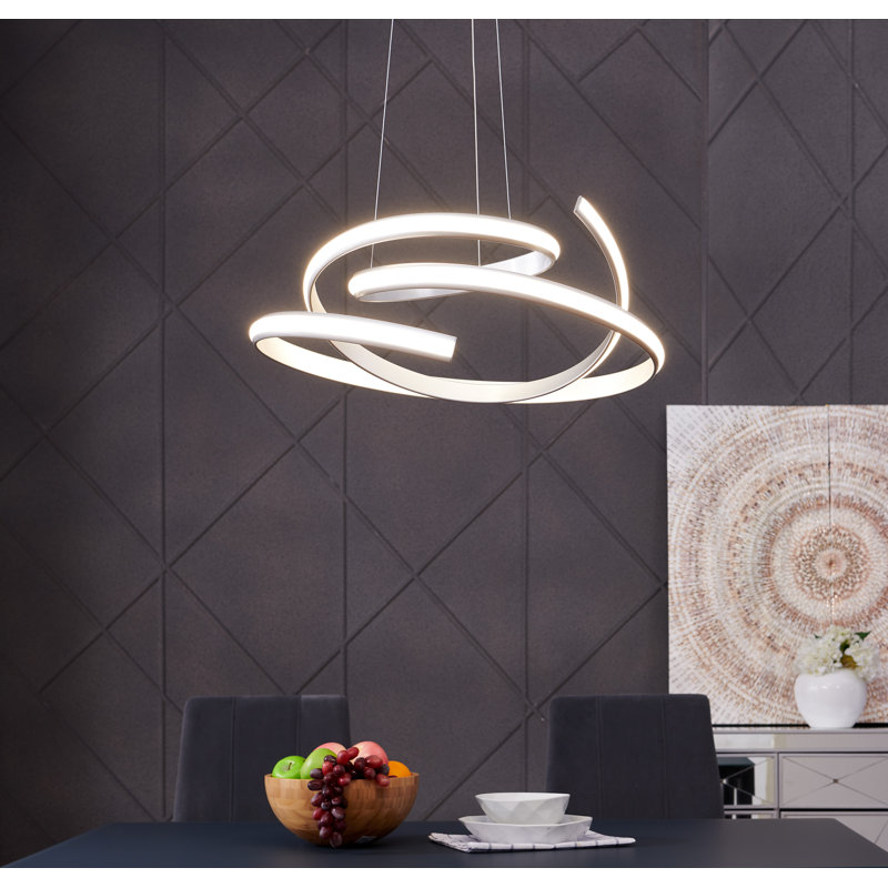 Prattsville Dimmable Integrated LED Chandelier, Matte Silver