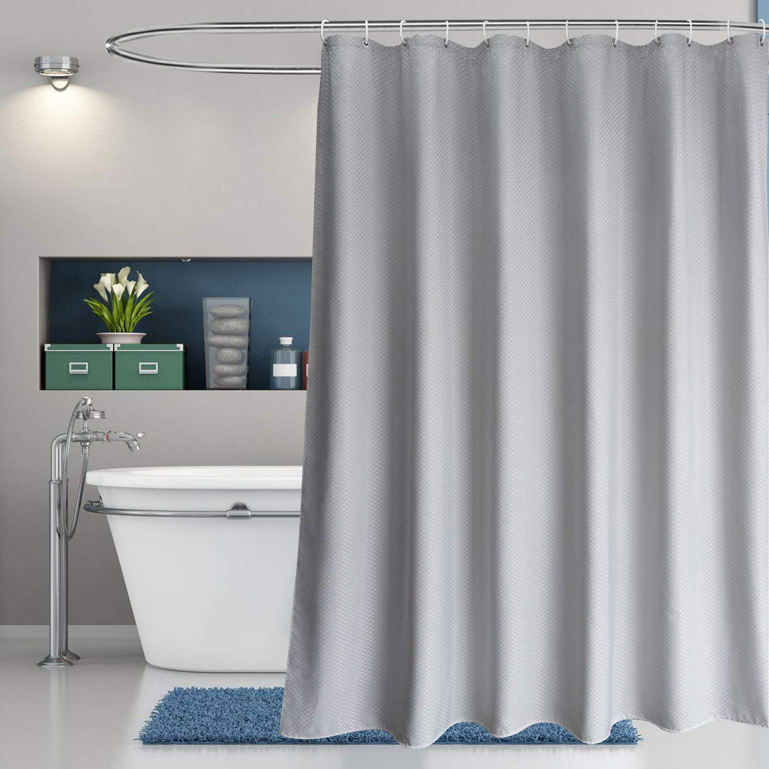 One Allium Way® 72 x 72 inch Waffle Weave Fabric Shower Curtain | Wayfair