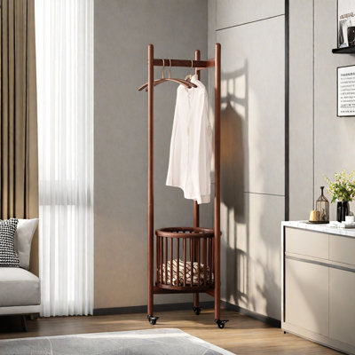 Solid Wood Black Walnut Coat Rack Movable