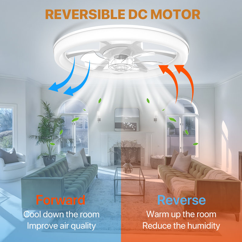 Ceiling Fan With Light Remote, 3 LED Colour Temperature, 6 Speed Noiseless AC Motor, Timer Setting,Adjustable Brightness