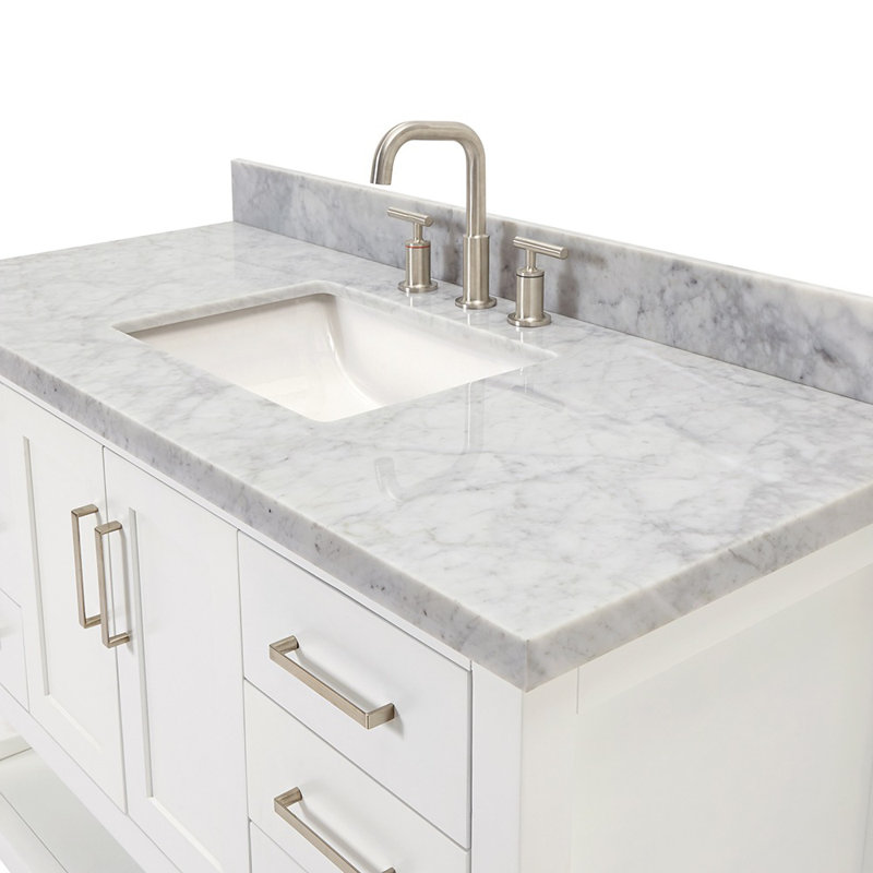 Magnolia Bath Vanity Oval Basin S049SCWOV, White, Rectangular