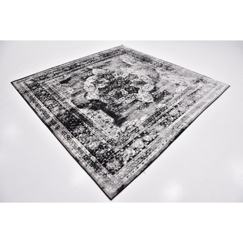 Tapis oriental Brandt, Carré 5 pi 3 po, Noir, noir, noir, noir