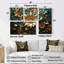 Décoration murale rétro dorée et bleu sarcelle 3D - Or 4 pièces-661572526-661572527