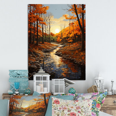 Birch Woods Autumn Sonata I - Décoration murale florale en métal