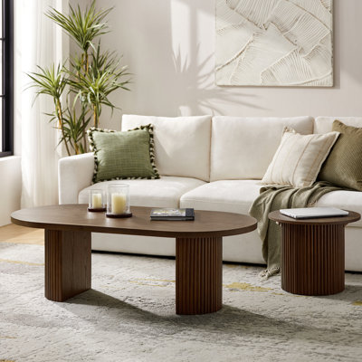 Jadida Merriman 53"W Modern Tall Coffee Table with Fluted Solid Wood Legs