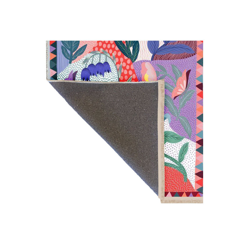 Tapis décoratif lavable à la machine rose, Sous-tapis rectangulaire de 3 pi 3 po x 4 pi 11 po