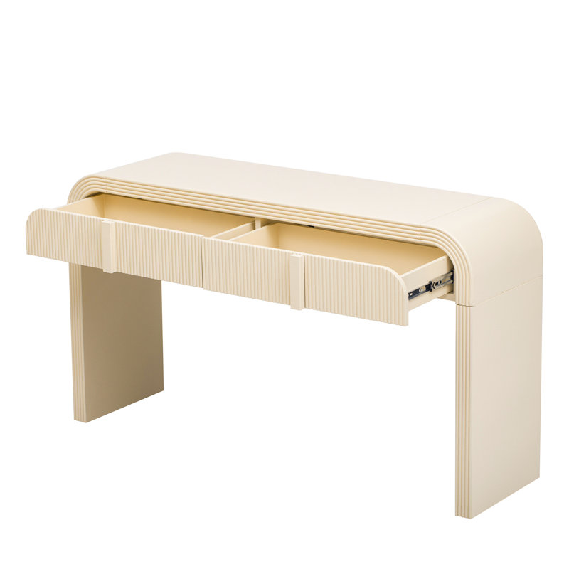 Console avec rangement couleur abricot crème douce et tiroir, crème, espace