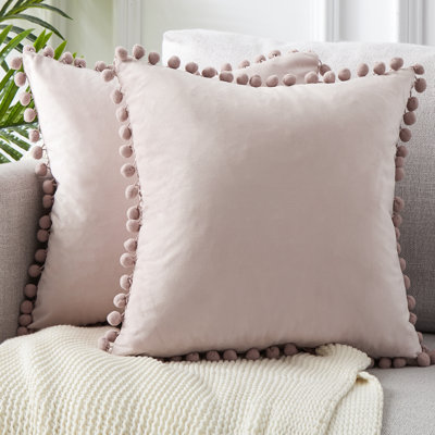 Pom Pom Velvet Tassels Pillow Cover