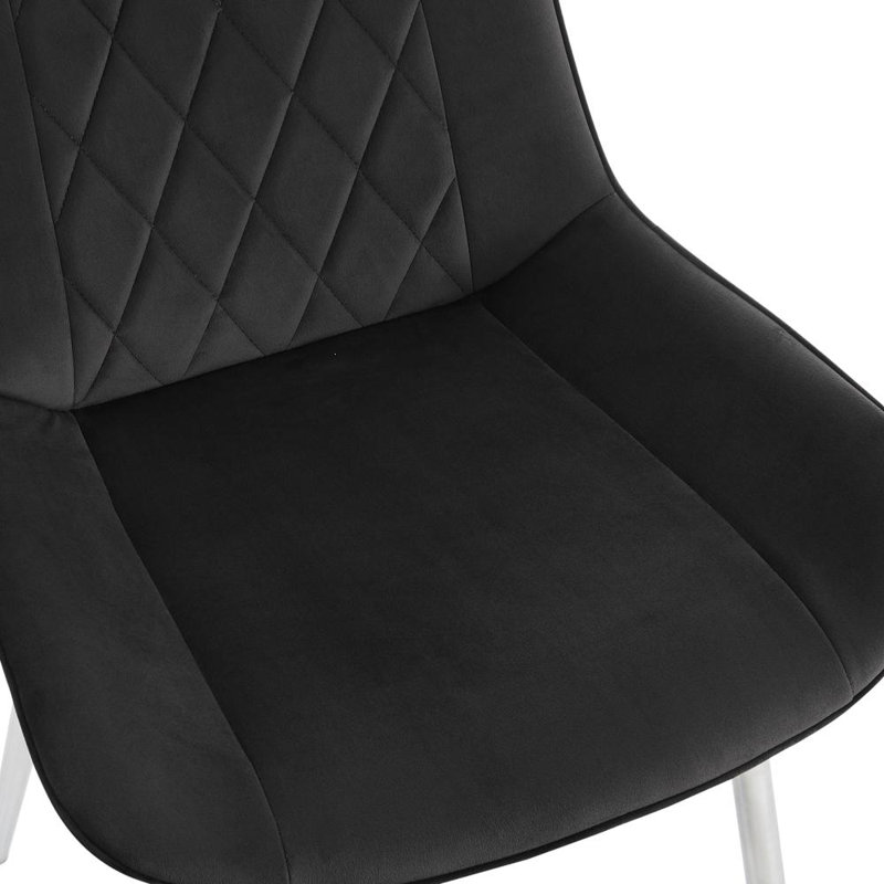 Ahmarie 48cm H Velvet Upholstered Upholstered Back Side Chair, Chrome, Black