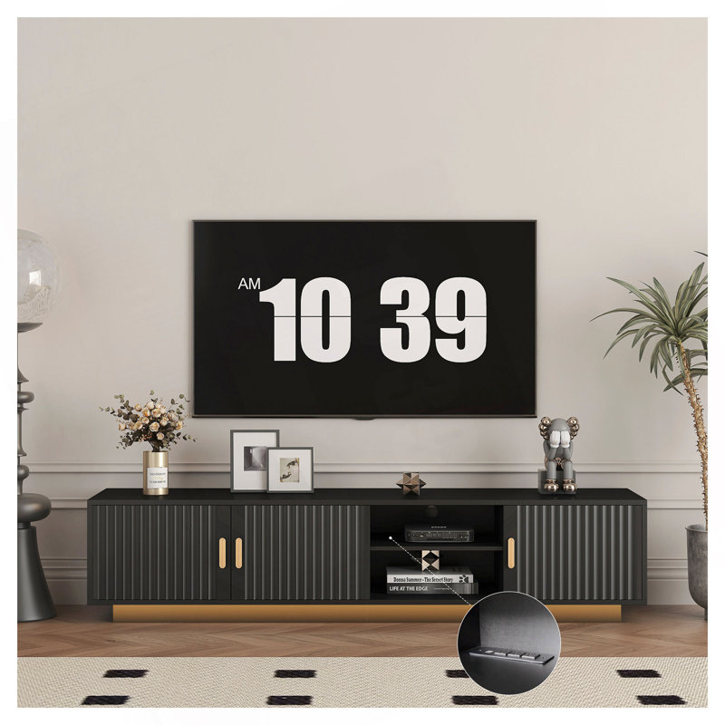 Kristeen TV Stand with LED Lights, Entertainment Center with Storage Cabinet, Console Center for TV up to 80"