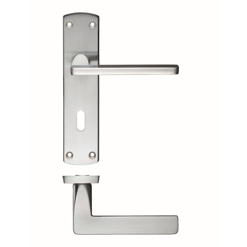 Leon Lock Door Handle, Satin Chrome