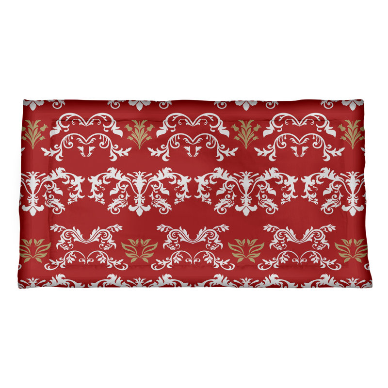 Football Baroque Pattern Pillow Sham, Polyester, Red/White/Gold, Standard
