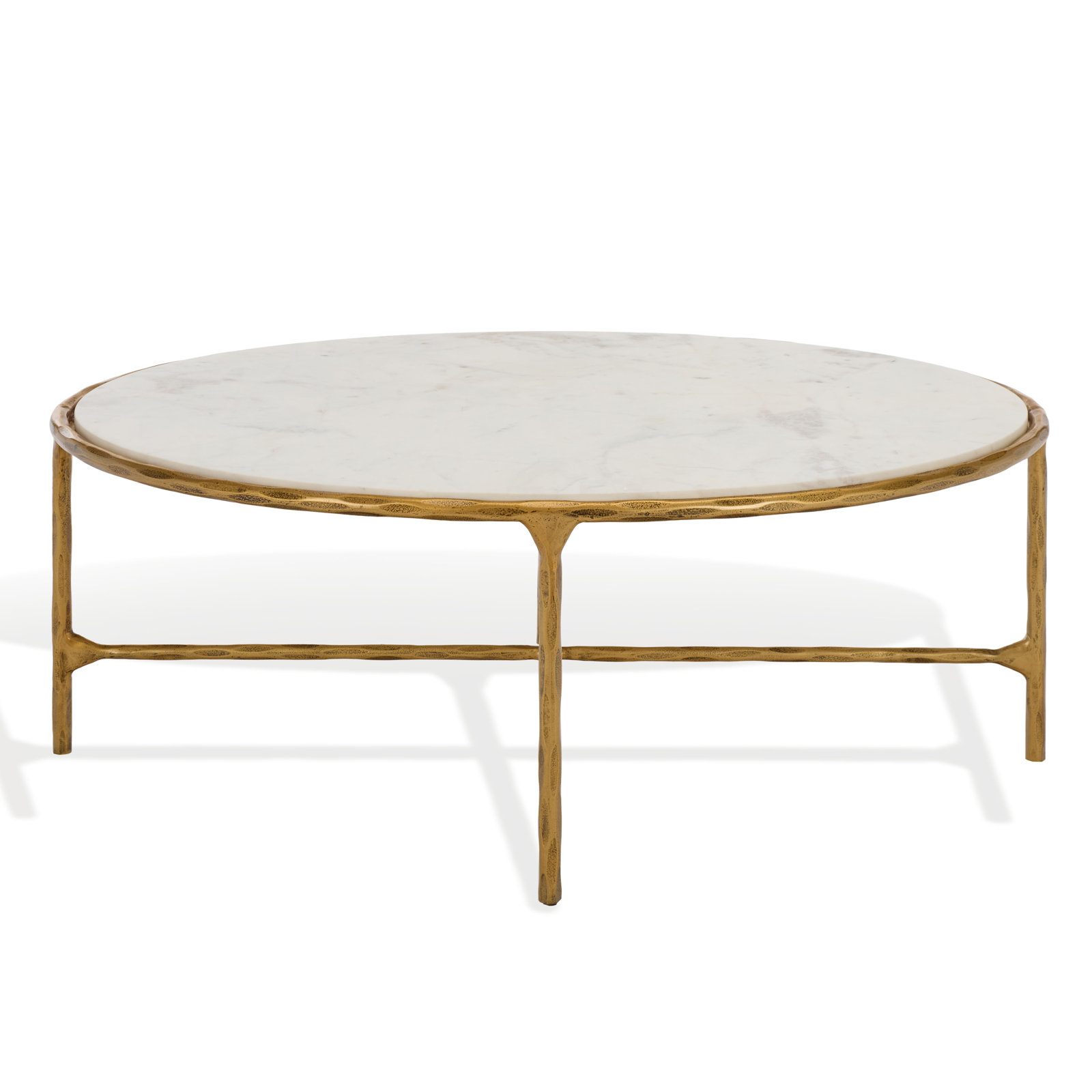 Evelynn Coffee Table, Brass, White Marble