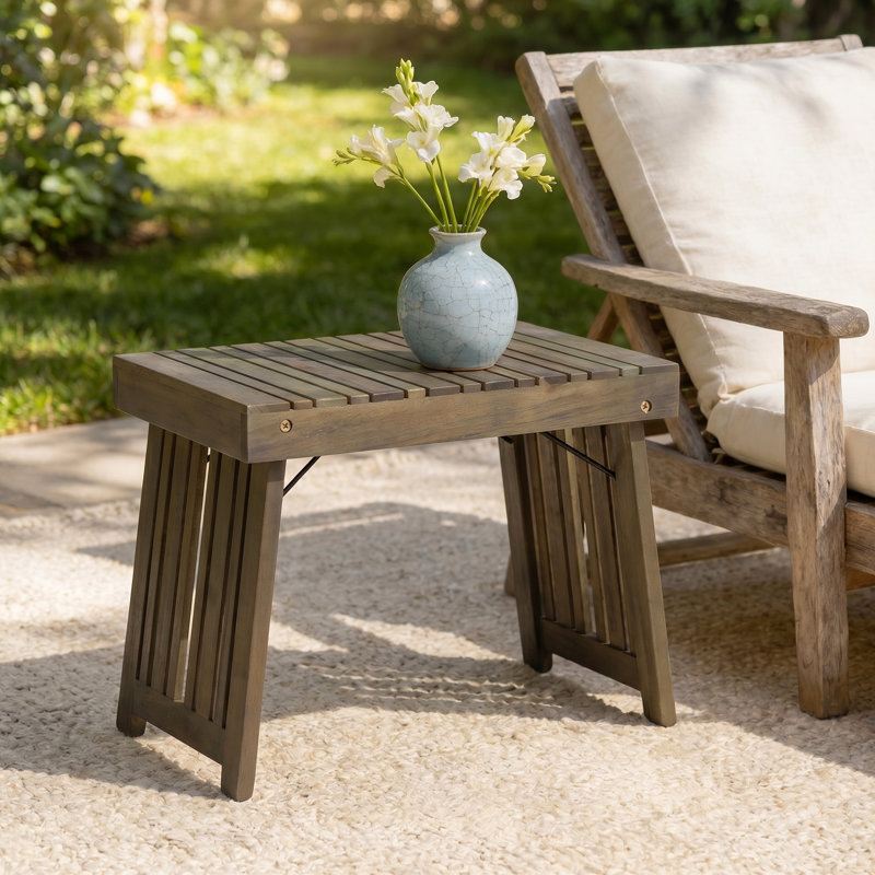 Table d'appoint en bois massif Belsky, Gris