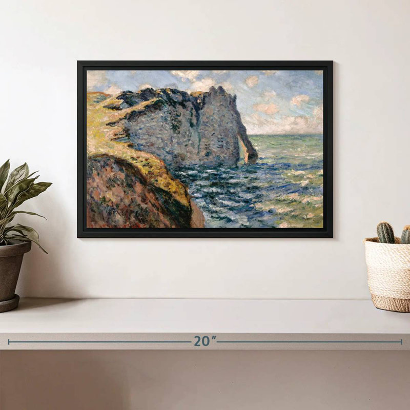 La falaise d'Aval Etretat, Cadre flottant noir, 13 po x 9 po