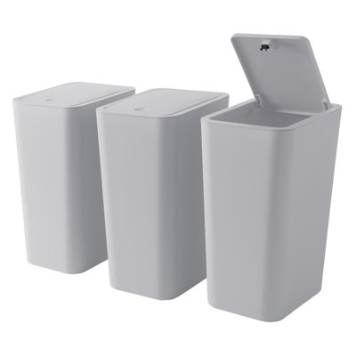 Plastic 2.6 Gallon Touch Top Trash Can (Set of 3)