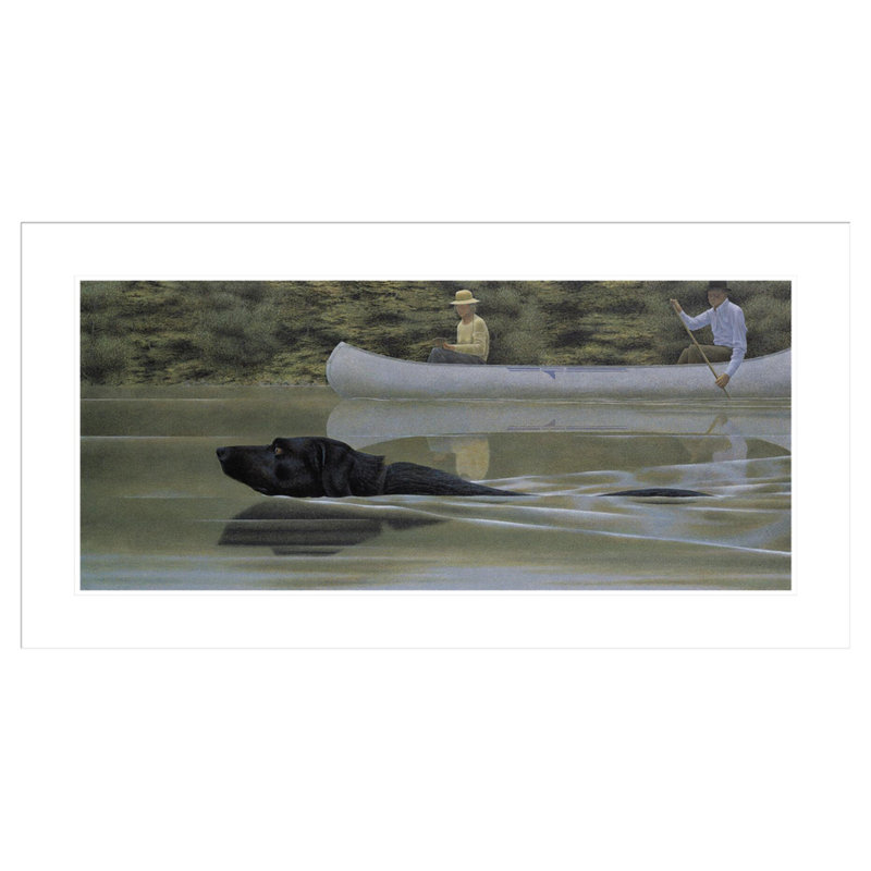«Natation Dog and Canoe» par Alex Colville - impression giclée encadrée, H 22,29 po x l 41,5 po