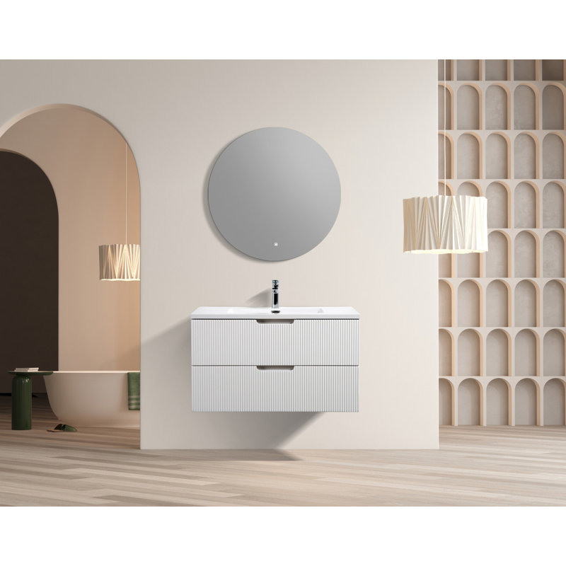 Lavabo de salle de bain rectangulaire encastrable en polymère blanc 19 po avec trop-plein Alma