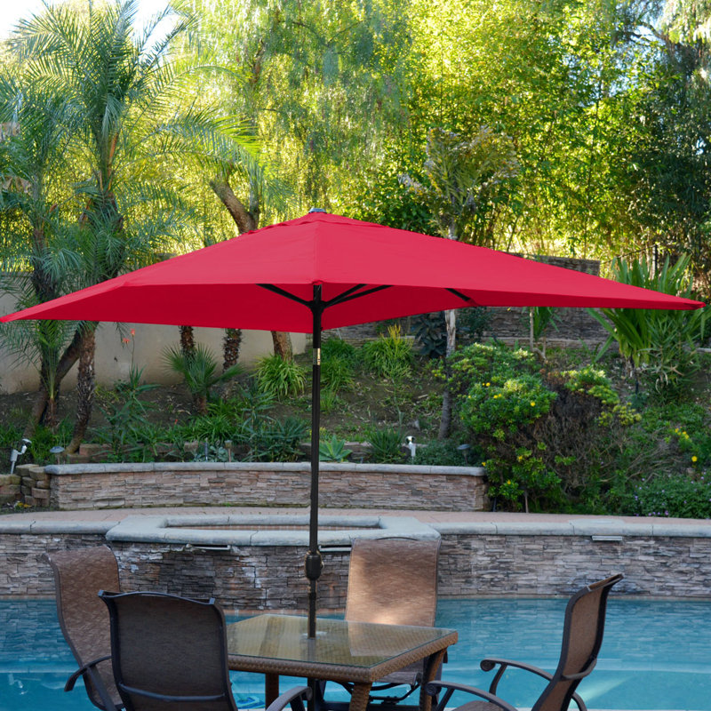 Parasol de marché rectangulaire 10 pi x 6,5 pi Norah, Noir, Rouge