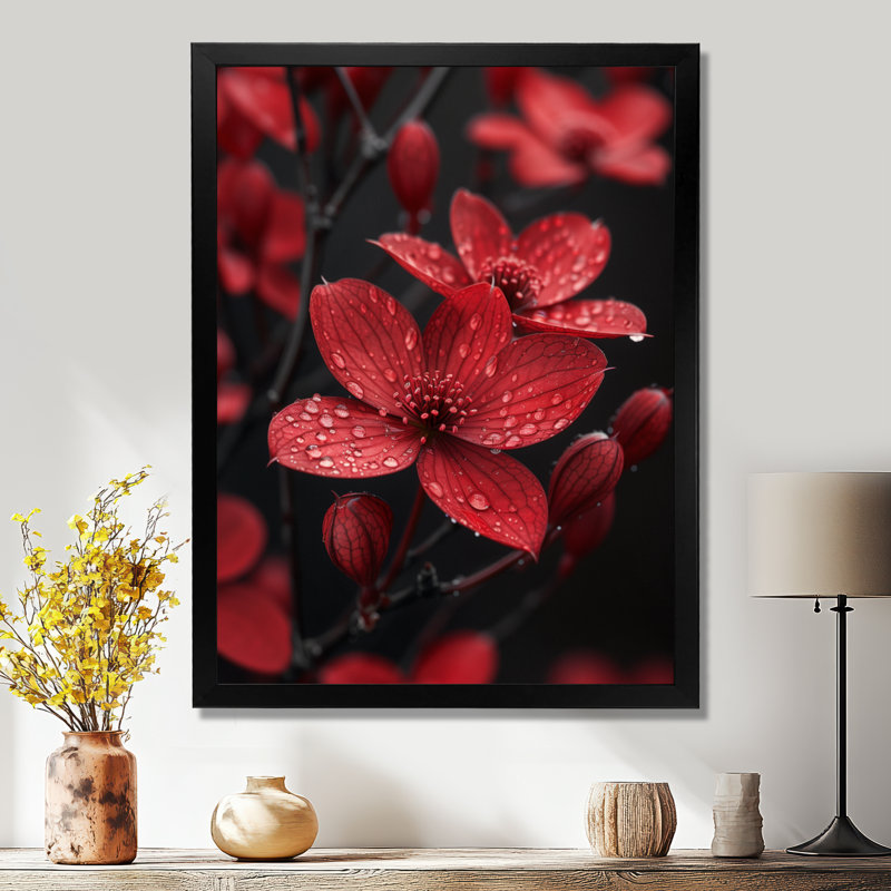 Monochromes de gouttes de pluie, cornouiller I - art mural cornouiller, H 20 po x l 12 po x P 1 po