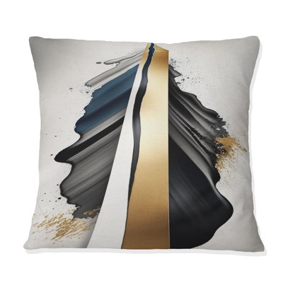 Coussin décoratif noir et doré Cubic Expression VII - Abstract Cubism