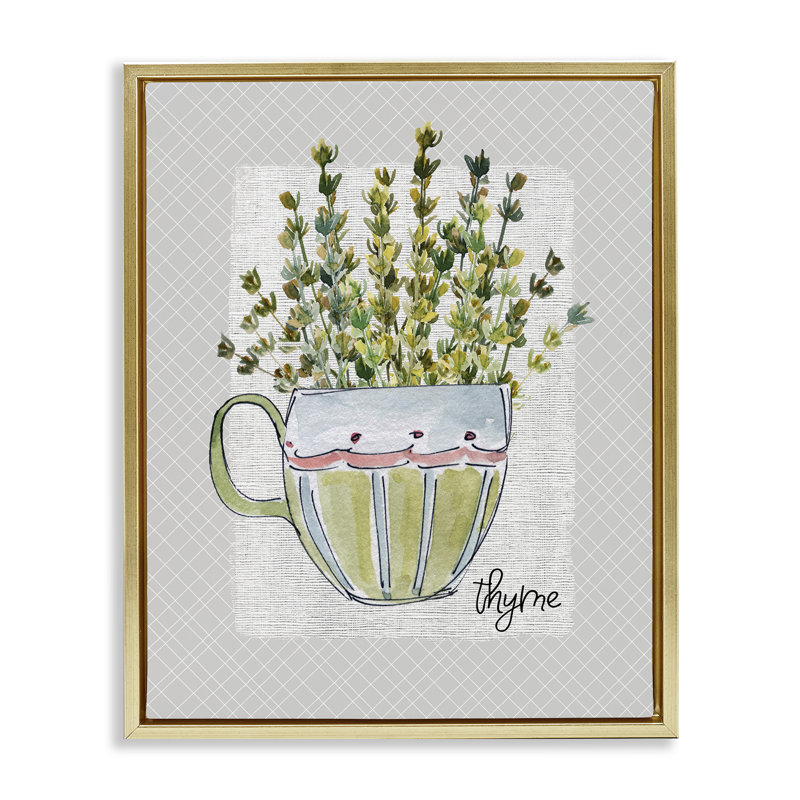 Cadre flottant Thym Herb, par Livi Finn, H 31 po x l 25 po, Cadre flottant métallique doré