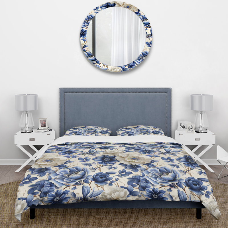 Literie Neo Victorian Cobalt, Housse de couette simple + 1 taie décorative stan