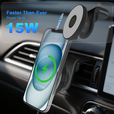 Car Mount, 15W Wireless Car Charger, 360° Rotatable, Magsafe Air Vent Phone Holder Car Mount 11-16