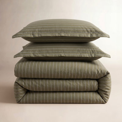 Dione Cotton Percale Striped Duvet Cover