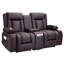 Canapé inclinable causeuse, canapé inclinable électrique avec chauffage et massage et minuterie, canapé électrique inclinable en cuir PU avec console centrale, ports USB, porte-gobelets et sacs latéraux pour le salon