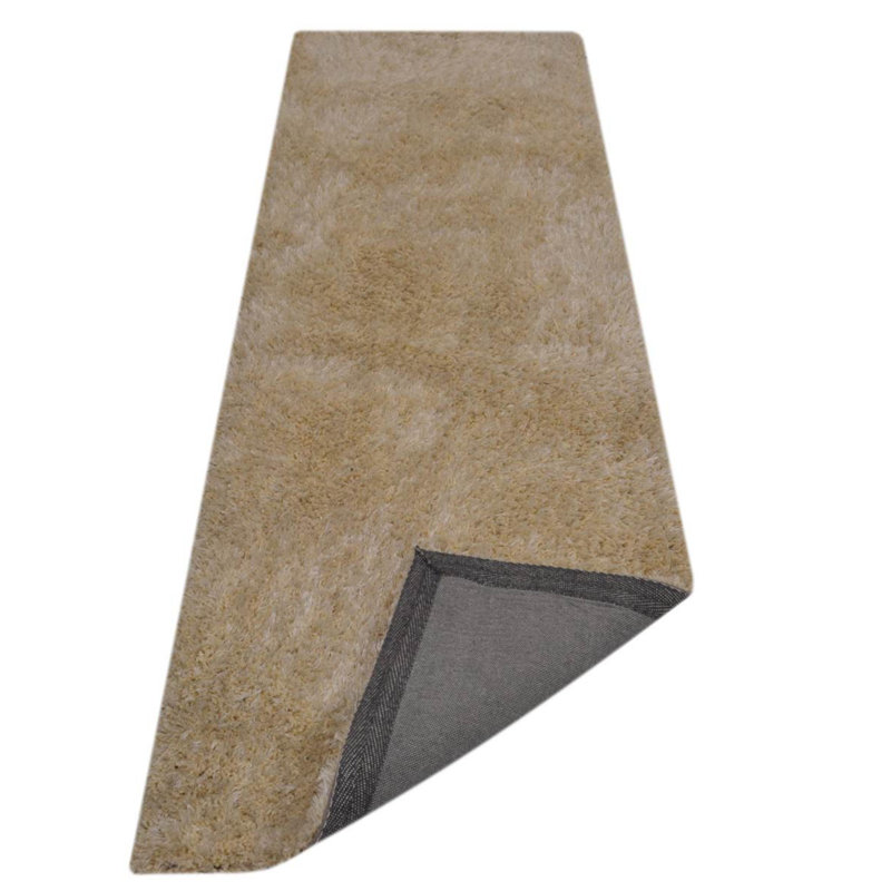 Henricks HAND TUFTED SHAG POLYESTER ECO-FRIENDLY AREA RUGS, Beige Color, Solid Design, Runner 2'6" x 10'