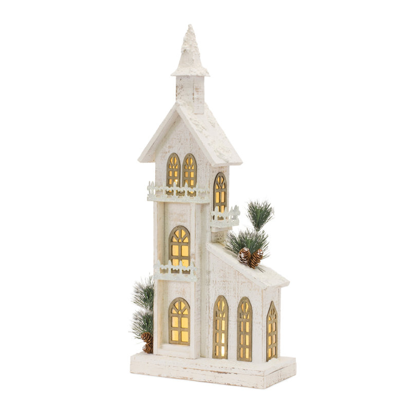 Présentoir d'églises lumineuses à DEL H 27 po